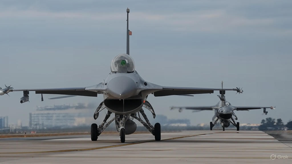 U.S. Air Force F-16 Fighting Falcon in flight over South Korea.