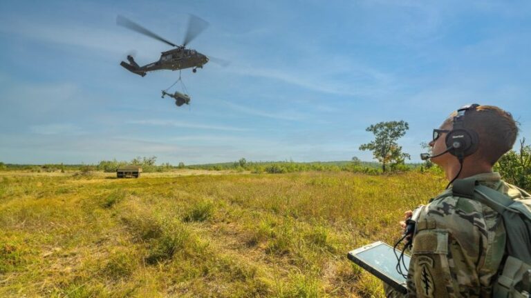 Soldier Commands Autonomous Black Hawk
