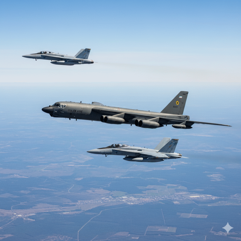B-52 Bomber Teams Up with Finnish F-18s in Arctic Patrol