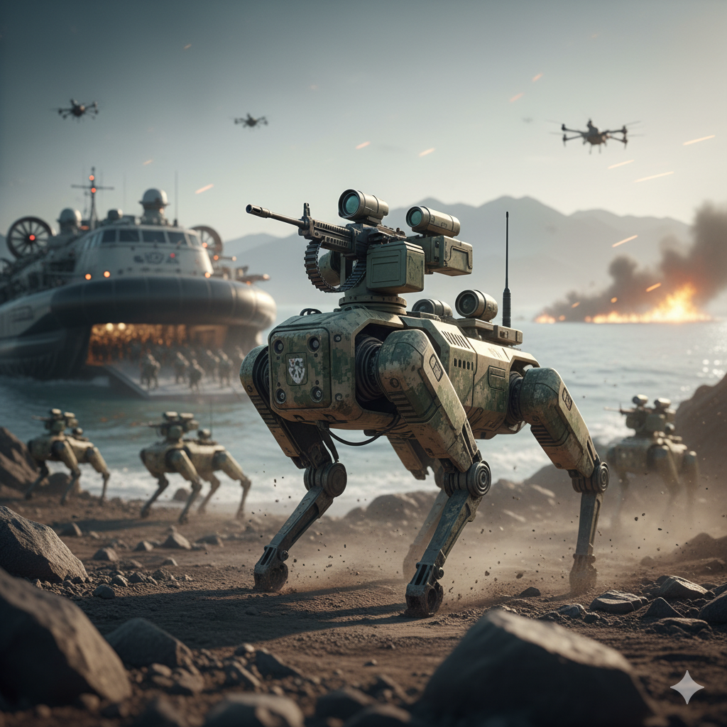 China’s PLA Unleashes Robot Dogs and FPV Drones in Amphibious Drills Near Taiwan