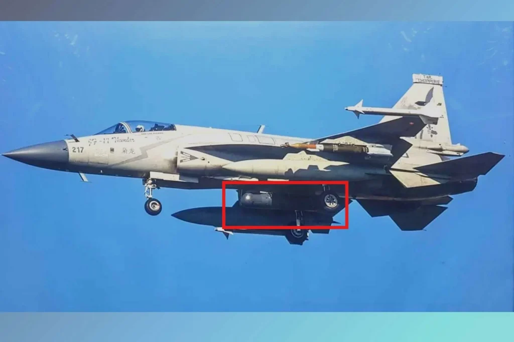 JF-17 Block III fighter jet equipped with ASELPOD targeting pod for precision strike missions