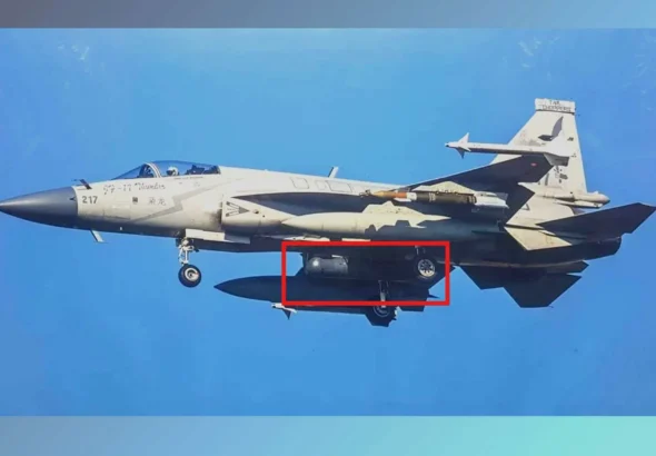 JF-17 Block III fighter jet equipped with ASELPOD targeting pod for precision strike missions