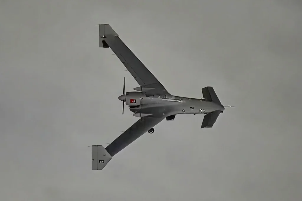 Baykar K2 kamikaze drone flying in swarm formation during flight tests in Türkiye