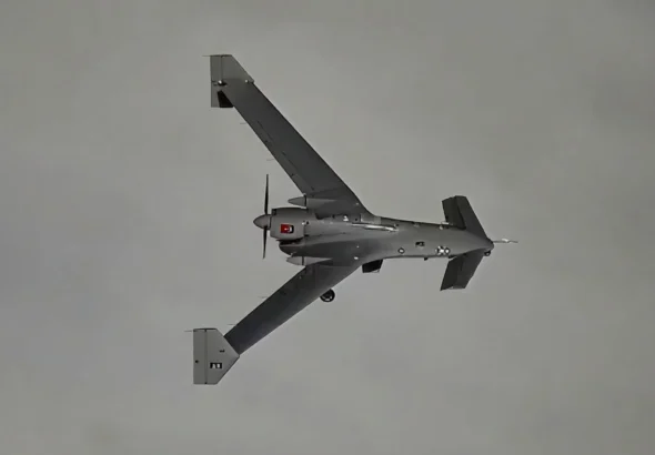 Baykar K2 kamikaze drone flying in swarm formation during flight tests in Türkiye