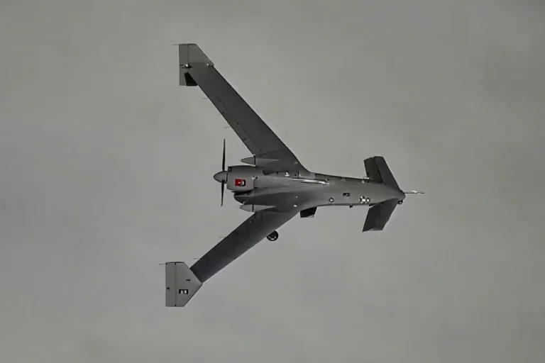 Baykar K2 kamikaze drone flying in swarm formation during flight tests in Türkiye